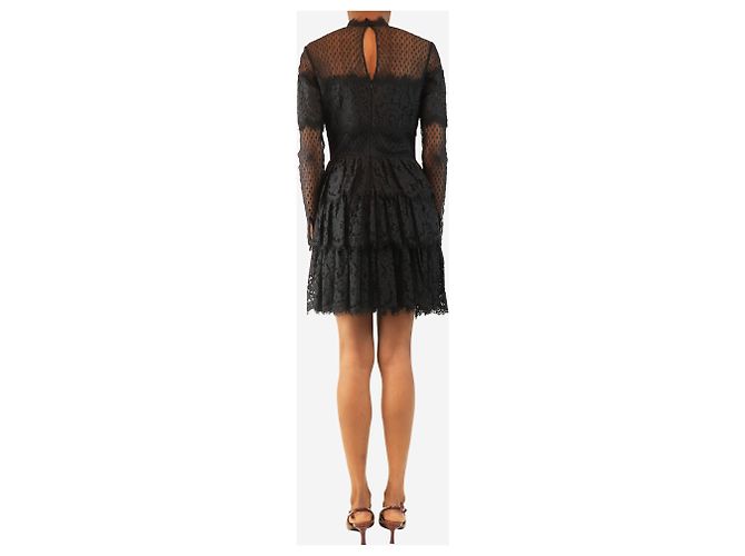 Alice by Temperley Schwarzes Spitzenrüschkleid - Größe UK 10 - Ansicht 2