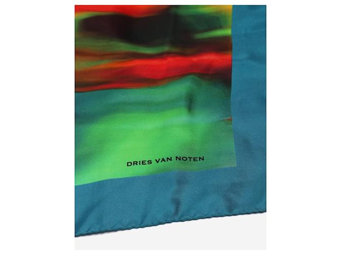 Dries Van Noten Sciarpa in seta tinta a mano multicolore - vista 4