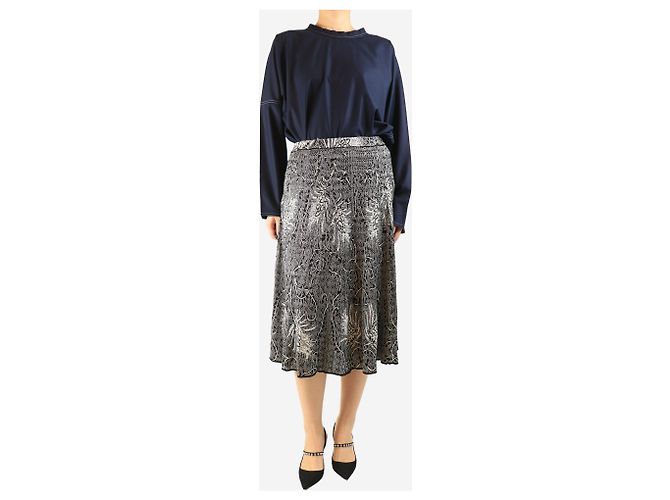 Etro Gonna midi in lurex nera e argento - taglia UK 12 Nero - vista 2