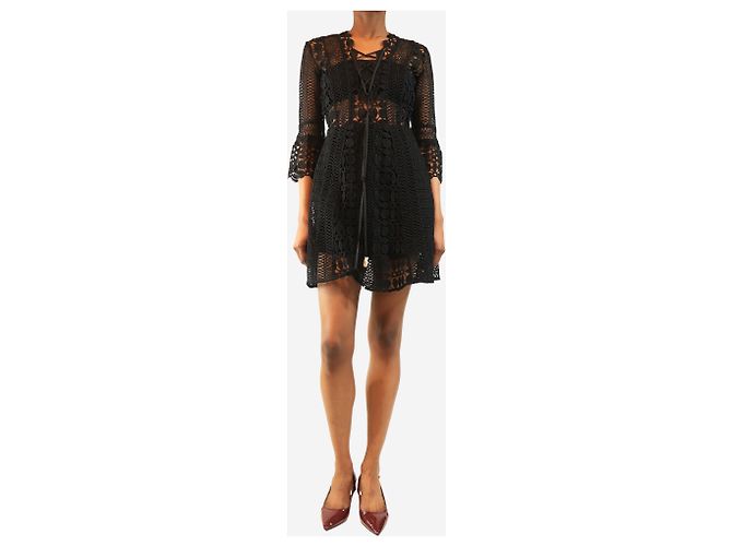 Self portrait Schwarzes A-Linien-Kleid mit Schnürung - Größe UK 8 - Ansicht 3