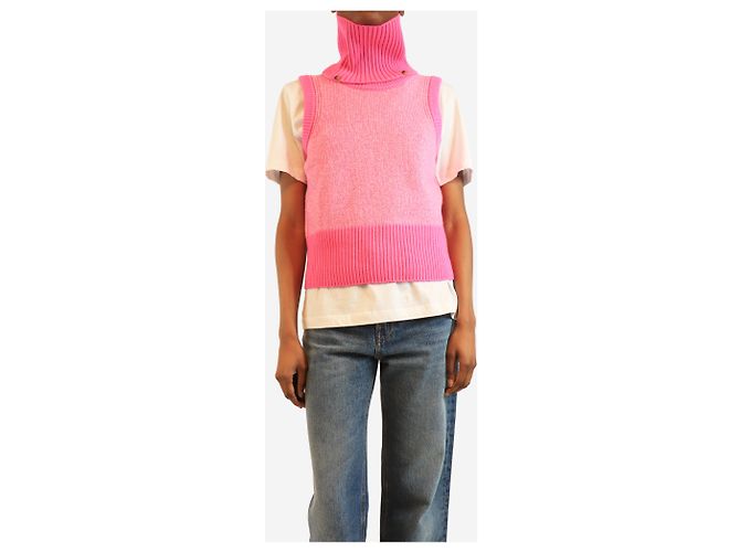 Autre Marque Rosa Wollmischung Weste mit Snood - Größe S Pink - Ansicht 3