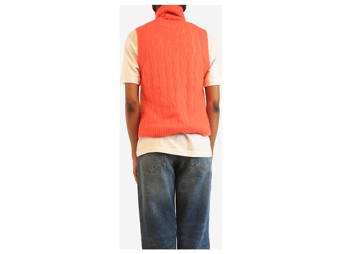 Autre Marque Coral Cashmere-Mix-Weste mit Snood - Größe S Orange - Ansicht 2