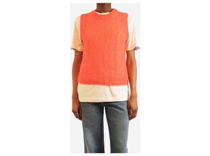 Autre Marque Coral Cashmere-Mix-Weste mit Snood - Größe S Orange - Ansicht 3