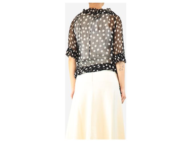 Autre Marque Top de gasa negra transparente con lunares - talla S Negro - vista 2