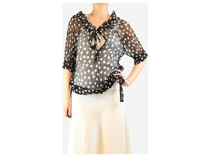 Autre Marque Top de gasa negra transparente con lunares - talla S Negro - vista 3