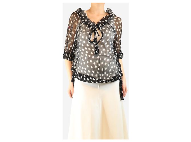 Autre Marque Top de gasa negra transparente con lunares - talla S Negro - vista 4