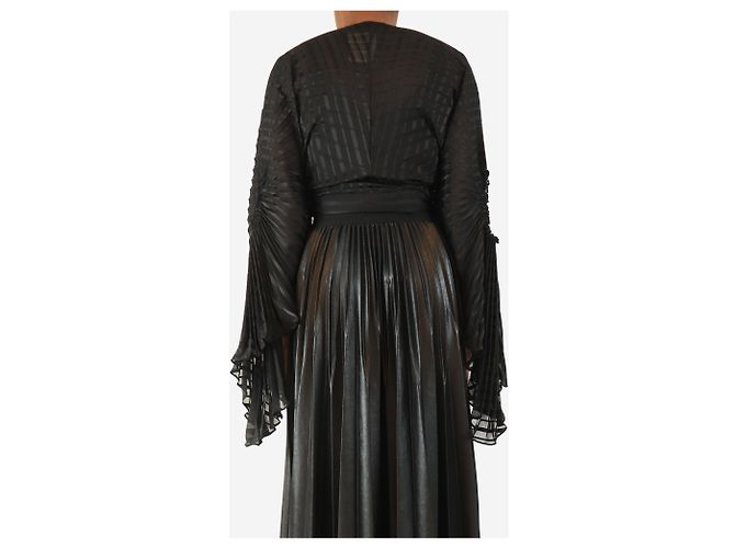 Autre Marque Top envolvente de rayas plisadas negras - talla UK 6 Negro - vista 2