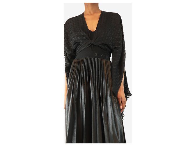 Autre Marque Top envolvente de rayas plisadas negras - talla UK 6 Negro - vista 3