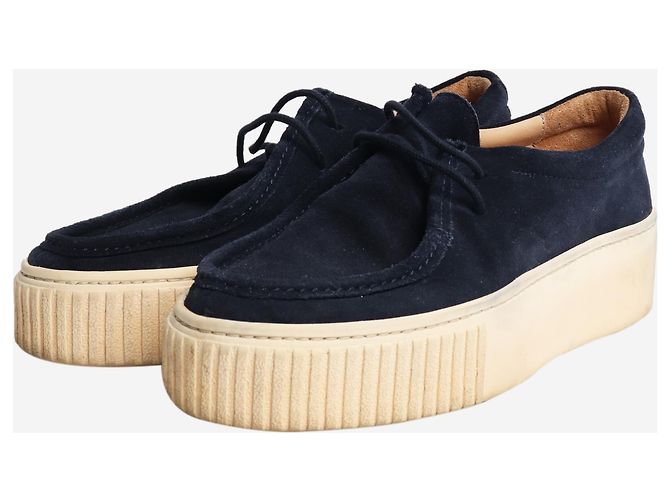 Gabriela Hearst Scarpe platform in suede blu navy - taglia EU 38 - vista 2