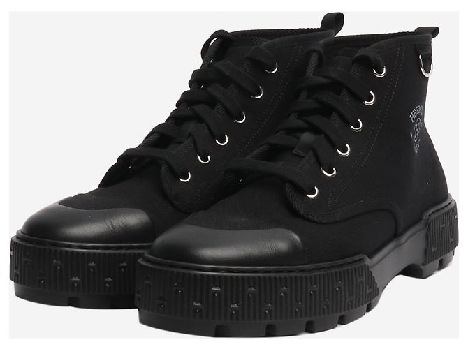 Hermès Schwarze Canvas-Stiefeletten - Größe EU 39 (UK 6) - Ansicht 2