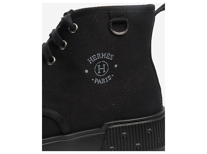 Hermès Schwarze Canvas-Stiefeletten - Größe EU 39 (UK 6) - Ansicht 3