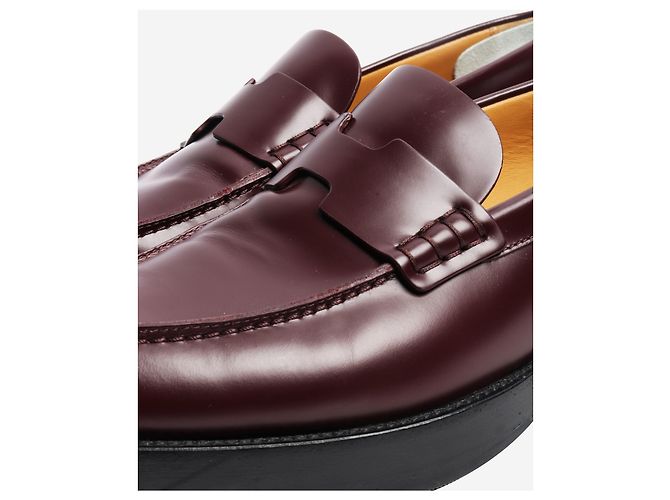 Hermès Burgunderfarbene Lederloafers - Größe EU 38,5 Bordeaux - Ansicht 5