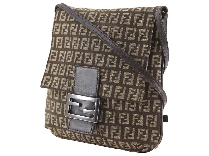 Fendi Zucchino braune Canvas Schultertasche - Ansicht 2