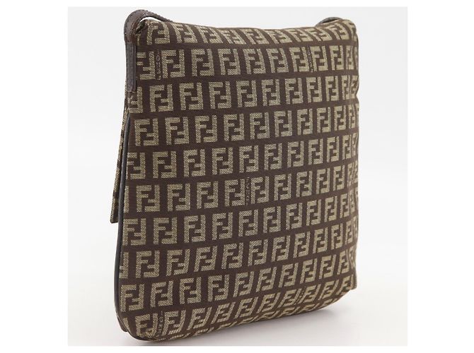 Fendi Zucchino braune Canvas Schultertasche - Ansicht 3