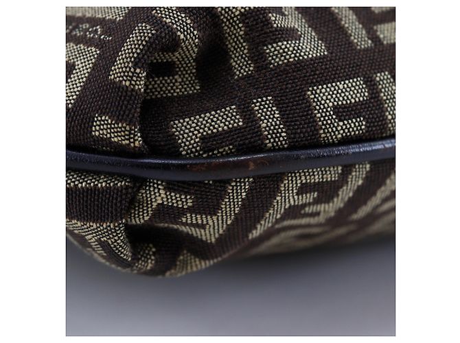 Fendi Zucchino braune Canvas Schultertasche - Ansicht 5