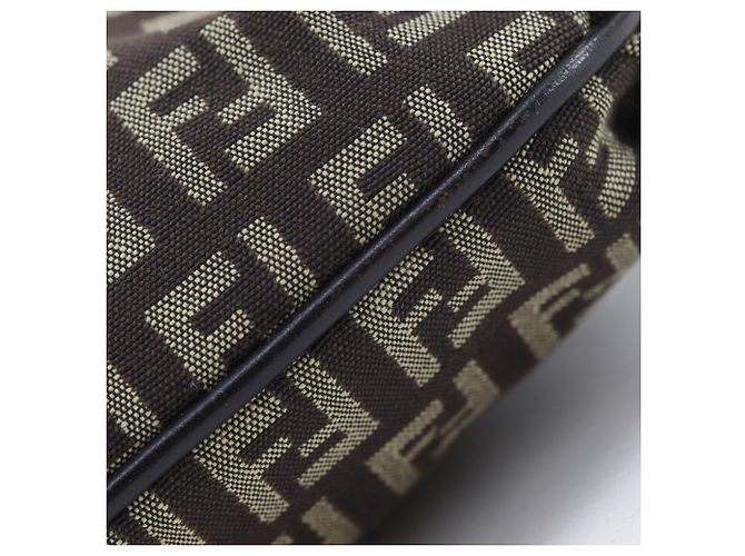 Fendi Zucchino braune Canvas Schultertasche - Ansicht 8