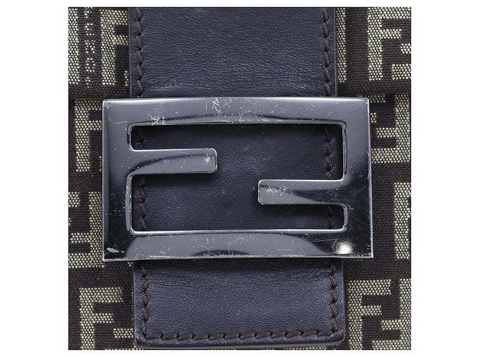 Fendi Zucchino braune Canvas Schultertasche - Ansicht 9
