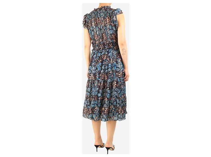 Ulla Johnson Abito midi in lurex stampato blu - taglia UK 14 - vista 2