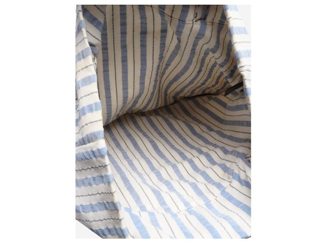 Fendi Borsa tote a righe crema e blu - vista 6