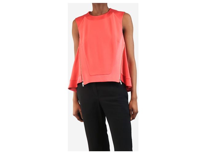 Elie Saab Top sin mangas rosa con cremallera frontal - talla UK 6 - vista 3