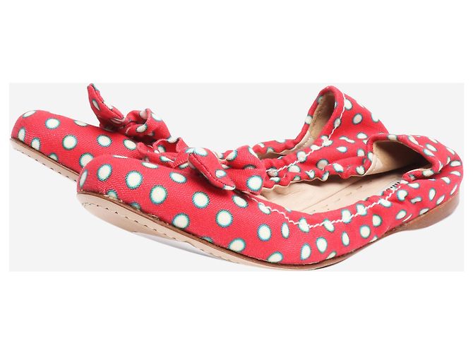 Miu Miu Rote Pünktchen-Ballettschuhe mit Schleife - Größe EU 40 (UK 7) - Ansicht 2