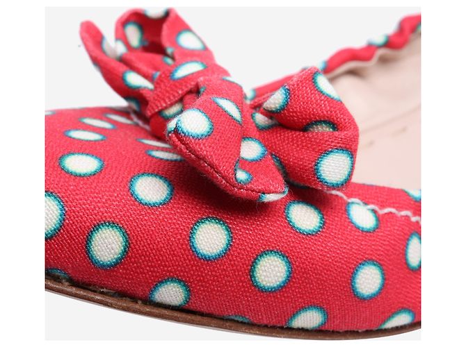 Miu Miu Rote Pünktchen-Ballettschuhe mit Schleife - Größe EU 40 (UK 7) - Ansicht 3