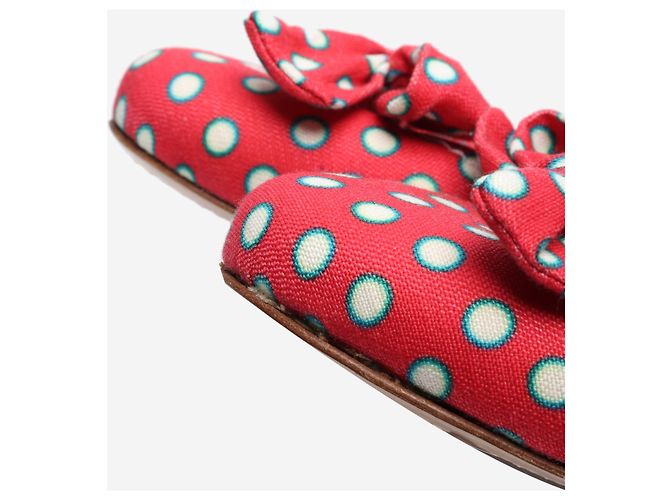 Miu Miu Rote Pünktchen-Ballettschuhe mit Schleife - Größe EU 40 (UK 7) - Ansicht 5
