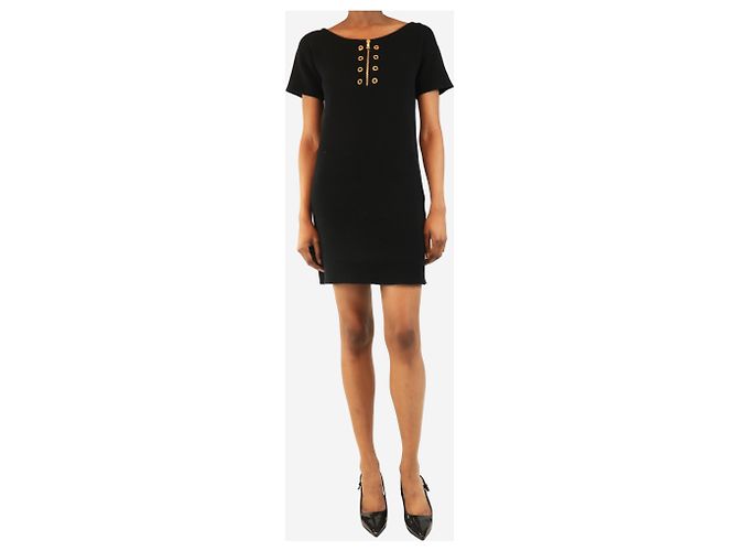 Prada Schwarzes Strick-Mini-Kleid mit Ösen - Größe UK 6 - Ansicht 3