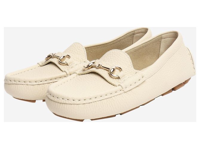 Gucci Cremefarbene Horsebit-Lederloafers - Größe EU 36,5 Roh - Ansicht 2