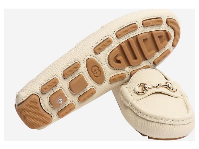 Gucci Cremefarbene Horsebit-Lederloafers - Größe EU 36,5 Roh - Ansicht 7