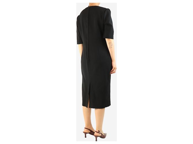 Dolce & Gabbana Schwarzes kurzärmliges Woll-Midi-Kleid - Größe UK 16 - Ansicht 2