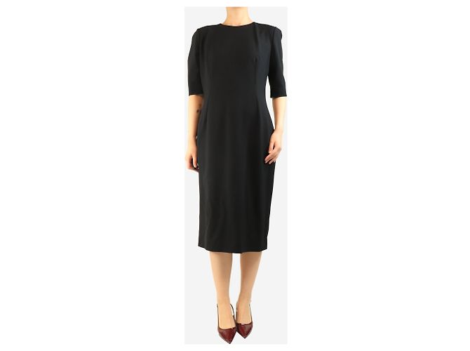 Dolce & Gabbana Schwarzes kurzärmliges Woll-Midi-Kleid - Größe UK 16 - Ansicht 3
