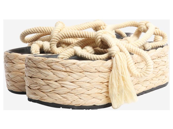Isabel Marant Neutral raffia platform sandals - size EU 41 - view 2