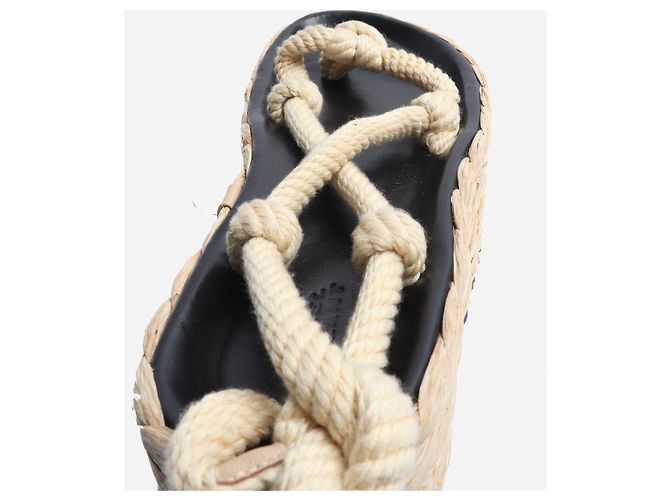 Isabel Marant Neutral raffia platform sandals - size EU 41 - view 6