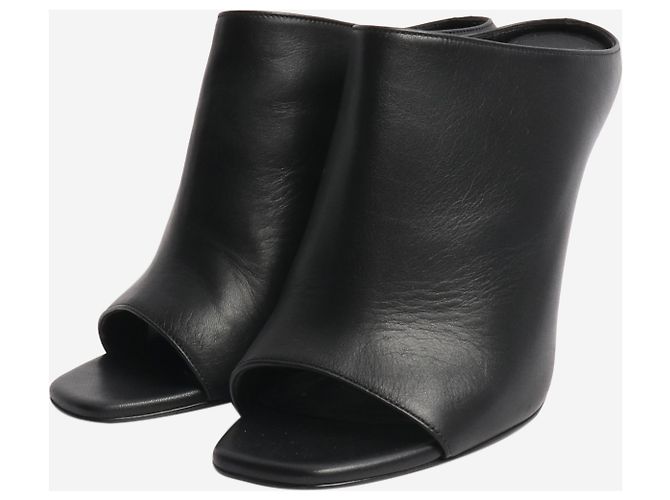 Ermanno Scervino Mule in pelle nera con punta aperta - taglia EU 38 Nero - vista 2