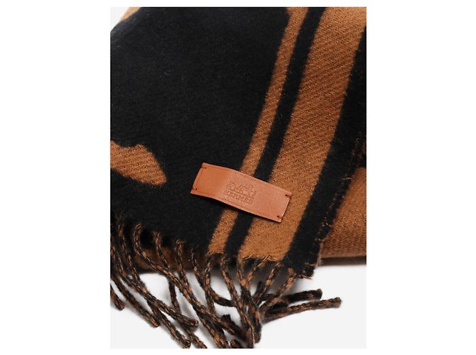 Hermès Sciarpa in cashmere Brown Horses Marrone - vista 4