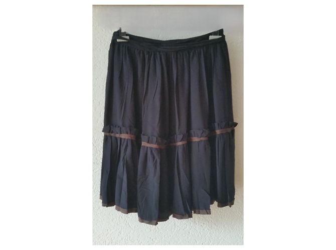 FALDA MIDI PRADA EN CREPE DE CHINE CON CINTURÓN. Negro - vista 8