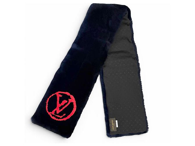 Sciarpa Darling in seta Beaver di Louis Vuitton Rosso Blu navy - vista 3