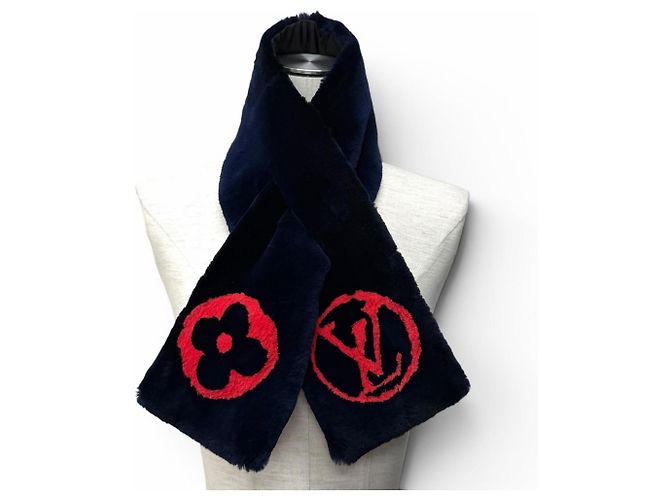 Sciarpa Darling in seta Beaver di Louis Vuitton Rosso Blu navy - vista 4