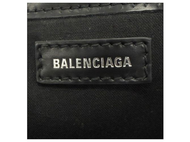 Everyday Borsa a Spalla Cabas XS in Tela e Pelle Balenciaga Blu Navy Nero - vista 11