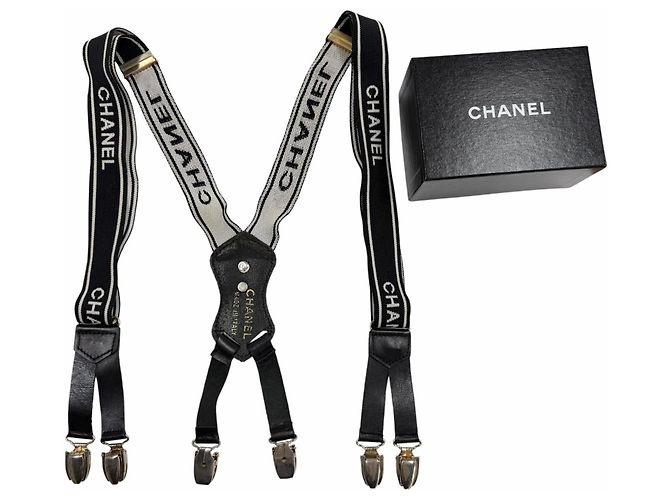 Lederhosenträger mit Vintage-Logo Coco Mark von Chanel Schwarz - Ansicht 2