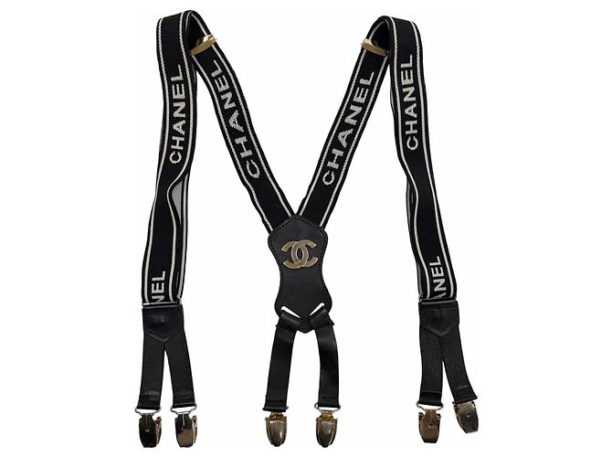 Lederhosenträger mit Vintage-Logo Coco Mark von Chanel Schwarz - Ansicht 3