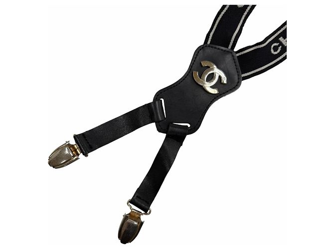 Lederhosenträger mit Vintage-Logo Coco Mark von Chanel Schwarz - Ansicht 4