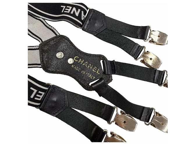 Lederhosenträger mit Vintage-Logo Coco Mark von Chanel Schwarz - Ansicht 9