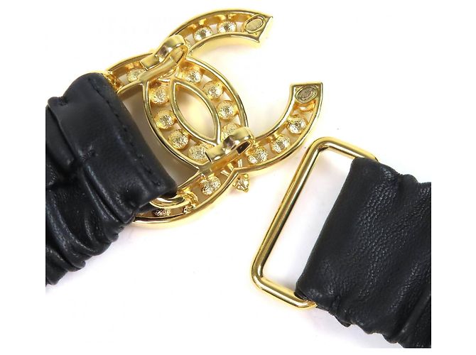 Cinturón elástico de cuero con el logo Coco de Chanel L23A Negro - vista 5