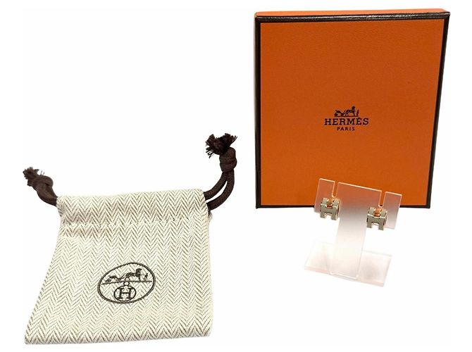Orecchini Hermès Mini Pop H Marrone Glacé Oro Rosa D'oro - vista 2