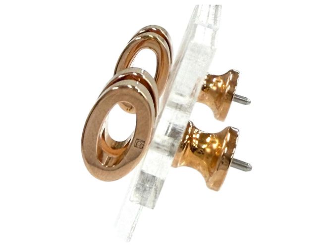 Orecchini Hermès Mini Pop H Marrone Glacé Oro Rosa D'oro - vista 3