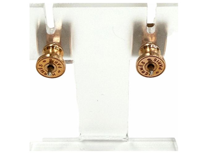 Orecchini Hermès Mini Pop H Marrone Glacé Oro Rosa D'oro - vista 4