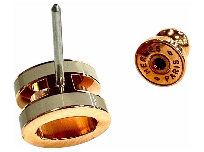 Orecchini Hermès Mini Pop H Marrone Glacé Oro Rosa D'oro - vista 5
