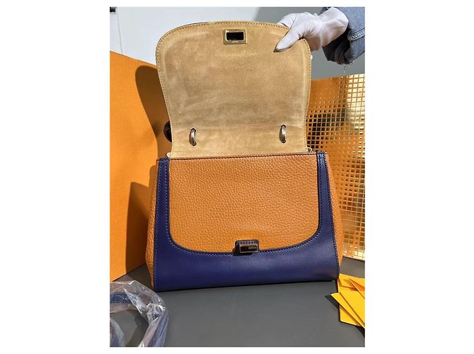 Borsa Fendi in pelle di coccodrillo blu - vista 5